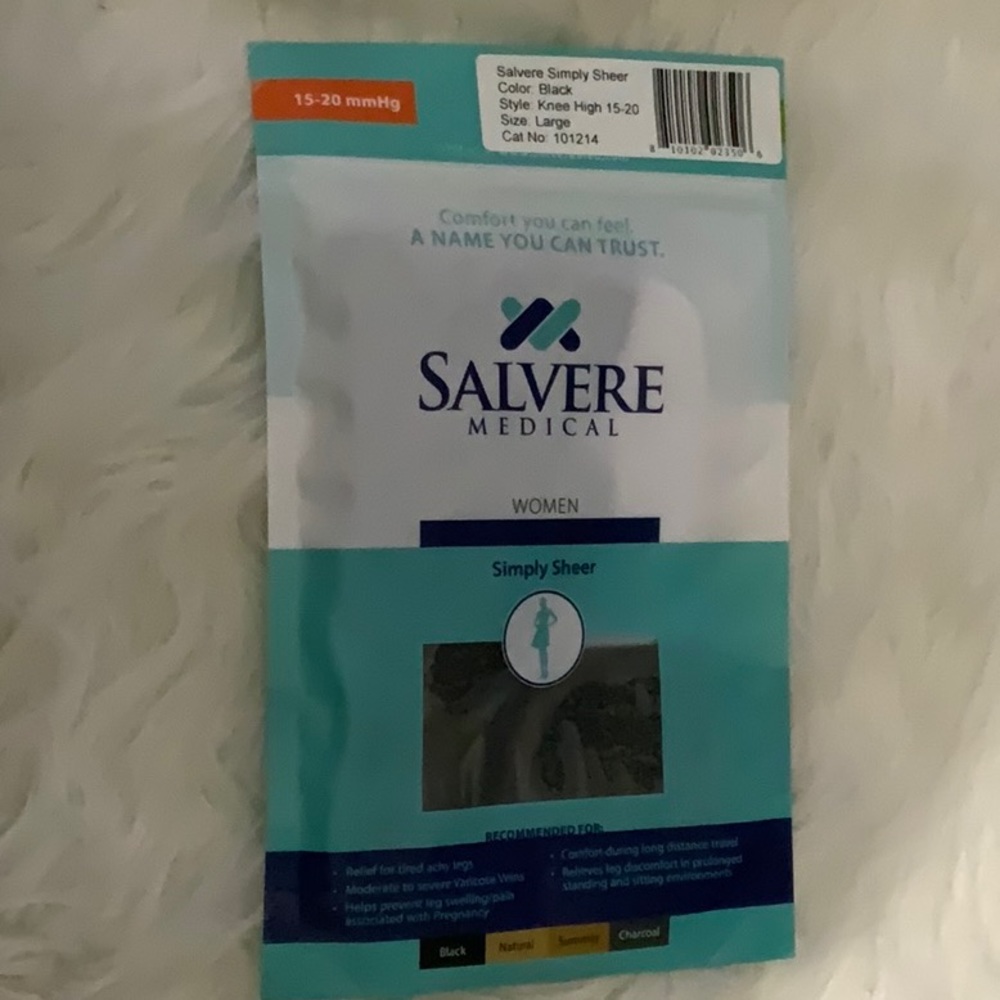 Salvere medical women black knee high compression socks 15-20 large